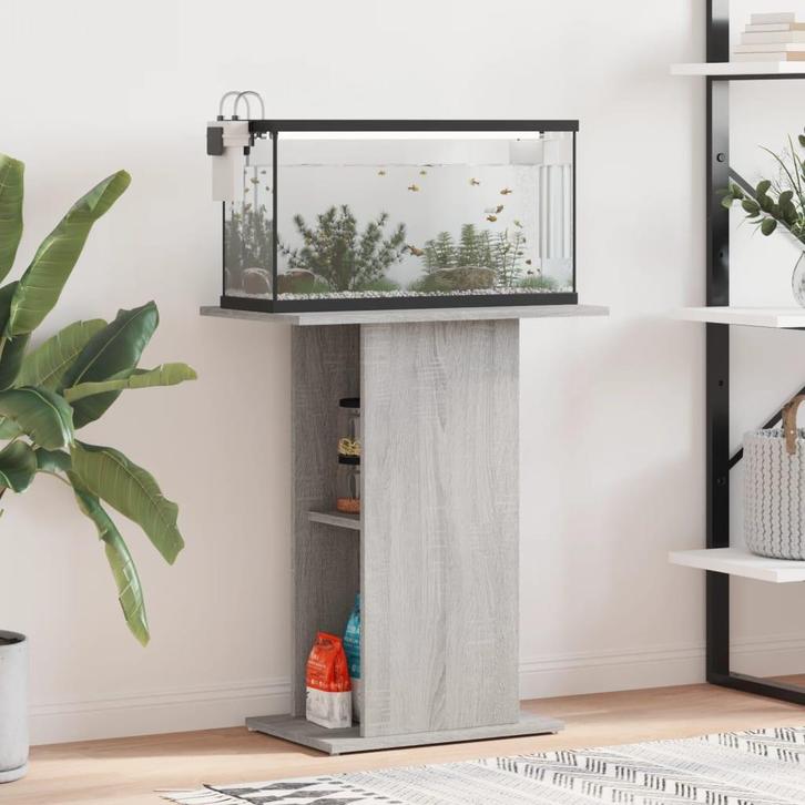 vidaXL Aquariumstandaard 60,5x36x72,5 cm bewerkt hout grijs, Dieren en Toebehoren, Vissen | Aquaria en Toebehoren, Nieuw, Verzenden