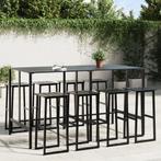 vidaXL 9-delige Tuinbarset gepoedercoat staal zwart, Verzenden, Nieuw