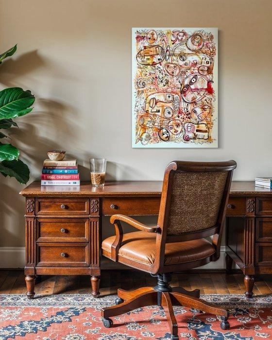 Tsahoiko - “Ancestors #1”, XXL, Antiek en Kunst, Kunst | Schilderijen | Modern