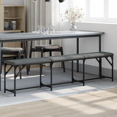 vidaXL Eetkamerbank 186x32x45 cm staal en stof donkergrijs, Huis en Inrichting, Stoelen, Nieuw, Verzenden