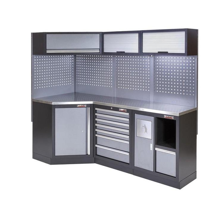 Complete werkplaatsinrichting, werkbank + hoekstuk met RVS, Doe-het-zelf en Bouw, Werkbanken, Ophalen of Verzenden