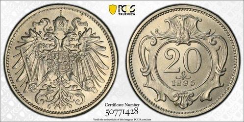 Oostenrijk. Franz Joseph I. 20 Heller 1895 - PCGS MS65, Postzegels en Munten, Munten | Europa | Niet-Euromunten