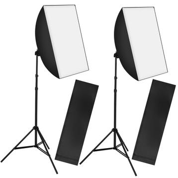 tectake Set van 2 studiolampen met softbox, statief en tas - beschikbaar voor biedingen
