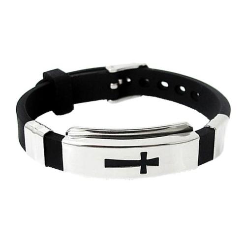 Fako Bijoux® - Armband - RVS Siliconen - Kruis, Handtassen en Accessoires, Armbanden, Verzenden