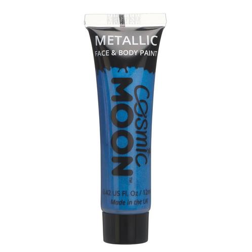 Cosmic Moon Metallic Face Paint Blue 12ml, Hobby en Vrije tijd, Feestartikelen, Nieuw, Verzenden