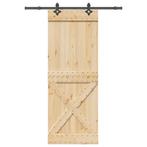vidaXL Schuifdeur met beslag 85x210 cm massief grenenhout, Doe-het-zelf en Bouw, Deuren en Vliegenramen, Verzenden, Nieuw