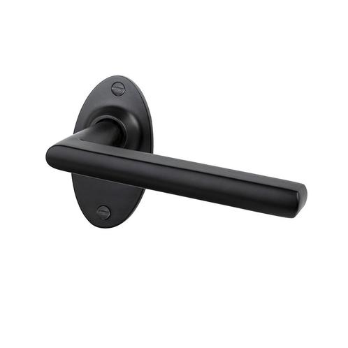 Deurklink Piatto in mat zwart en ovale rozetten, Doe-het-zelf en Bouw, Hang- en Sluitwerk, Klink of Kruk, Nieuw, IJzer, Ophalen of Verzenden