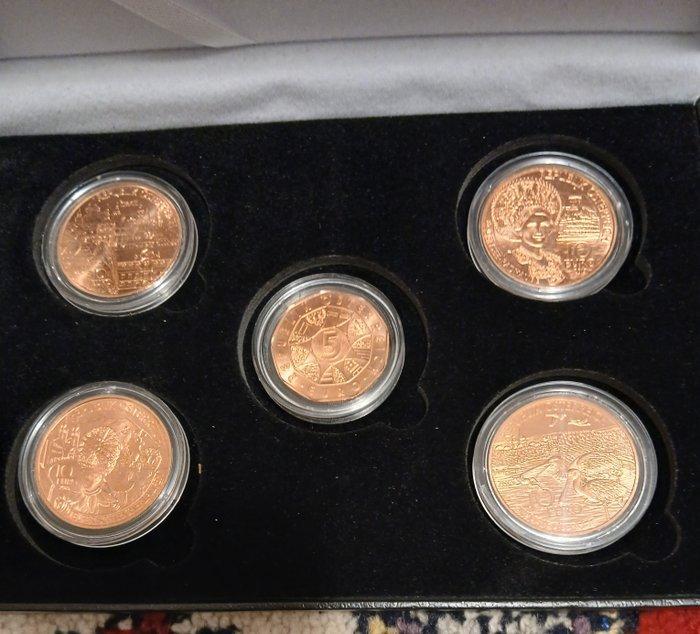 Oostenrijk. 5 Euro / 10 Euro 2013/2015 (5 monnaies) (Zonder, Postzegels en Munten, Munten | Europa | Euromunten