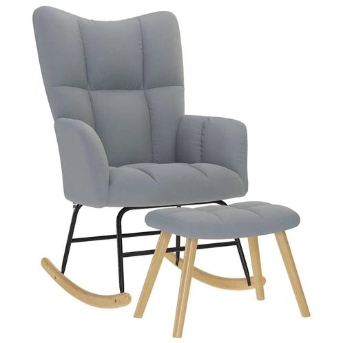 vidaXL Schommelstoel met voetenbank stof lichtgrijs, Huis en Inrichting, Stoelen, Nieuw, Verzenden