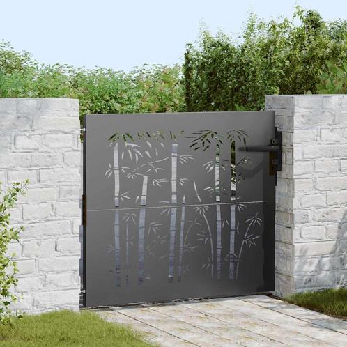 vidaXL Tuinpoort met slot Zwart 105 x 100 cm Poedercoated, Tuin en Terras, Tuinpoorten, Nieuw, Verzenden