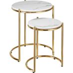 tectake Bijzettafel Ellsa, marmeren blad, stalen frame - wit, Huis en Inrichting, Verzenden, Nieuw