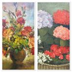 Belgische school (XX) - 2 x stilleven met bloemen, Antiek en Kunst