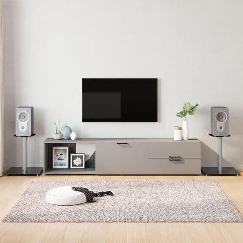 vidaXL Luidsprekerstandaards 2 st 1 pijler gehard glas zwart, Audio, Tv en Foto, Luidsprekerboxen, Nieuw, Verzenden