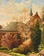 Henk de Hoog (XX-XXI) - The village church, Antiek en Kunst, Kunst | Schilderijen | Klassiek