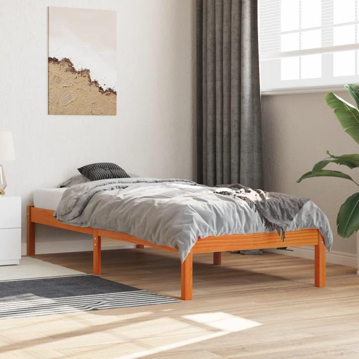 Grenenhouten Bedframe 90x200 | Retour Deal | Woonkamer/Ga..., Huis en Inrichting, Slaapkamer | Bedden, 90 cm, 200 cm, Bruin, Nieuw