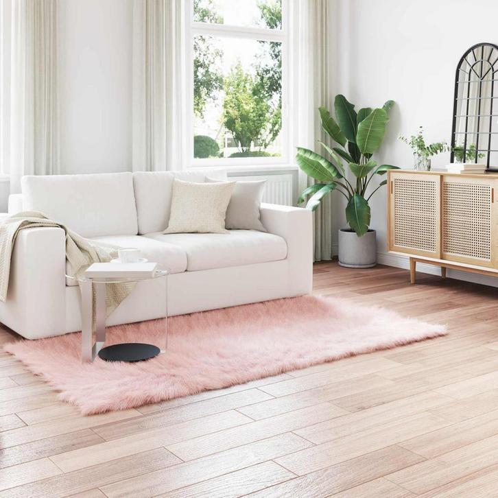 vidaXL Faux Schaapsvacht Tapijt Tafalla Roze 100 x 200 cm, Huis en Inrichting, Stoffering | Tapijten en Vloerkleden, Nieuw, Verzenden