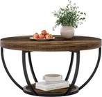 Salontafel rond - Ø 80 cm - Met opbergruimte - Industrieel -, Huis en Inrichting, Tafels | Salontafels, Verzenden, Nieuw