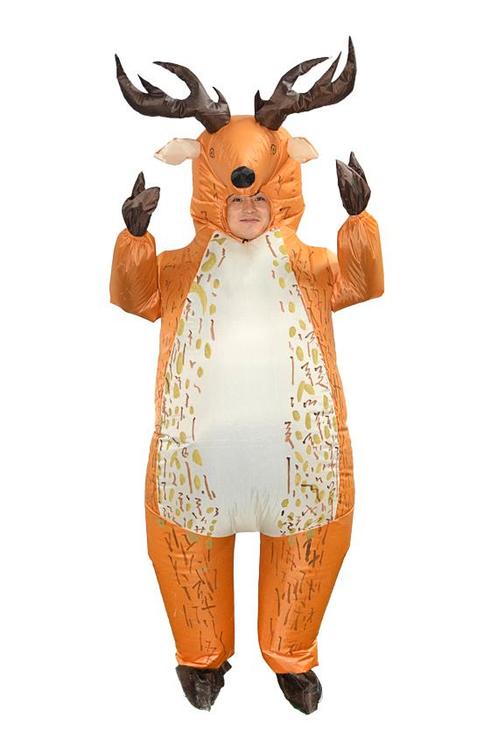 KIMU® Opblaas Kostuum Hert Bruin Opblaasbaar Pak Hertenpak M, Kleding | Heren, Carnavalskleding en Feestkleding, Nieuw, Ophalen of Verzenden