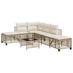 vidaXL 3-delige Loungeset met kussens poly rattan beige, Tuin en Terras, Verzenden, Nieuw