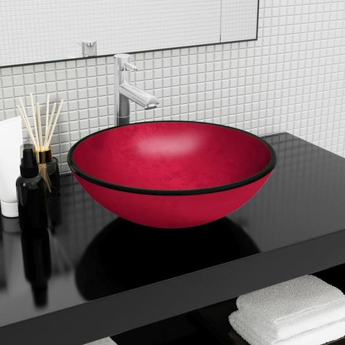 vidaXL Wasbak 42x14 cm gehard glas rood, Doe-het-zelf en Bouw, Sanitair, Nieuw, Verzenden