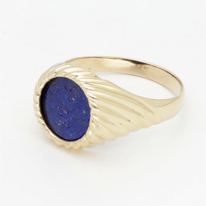 Ring - 18 karaat Geel goud Lapis lazuli, Handtassen en Accessoires, Ringen