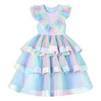 Prinsessenjurk - Luxe Unicorn jurk - Blauwe regenboog - Klee, Verzenden