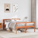 vidaXL Bedframe met hoofdbord massief grenenhout wasbruin, Verzenden, Nieuw