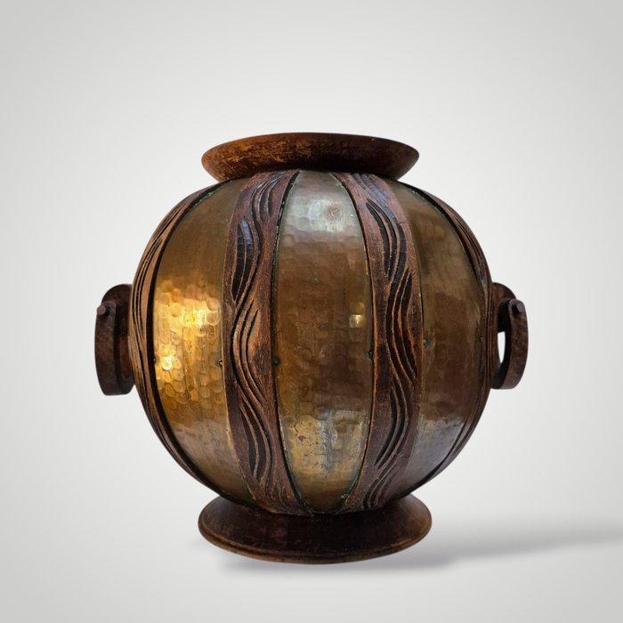 NO RESERVE - Gustave Serruries-Bovy - Vase - Bois, Cuivre -, Antiek en Kunst, Kunst | Designobjecten