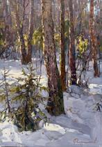 Sergei Flitov (1964) - Silence d’hiver en forêt - Neige et, Antiek en Kunst