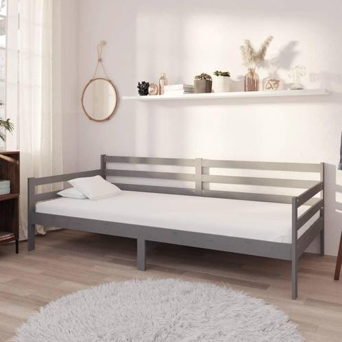 vidaXL Slaapbank met matras massief grenenhout grijs 90x200, Huis en Inrichting, Slaapkamer | Bedden, Nieuw, Verzenden