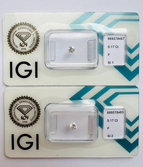 Zonder Minimumprijs - 2 pcs Diamant  (Natuurlijk)  - 0.34 ct, Handtassen en Accessoires, Edelstenen