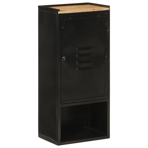 vidaXL Badkamerkast 40x27x90 cm ijzer en massief mangohout, Huis en Inrichting, Badkamer | Badkamermeubels, Nieuw, Verzenden
