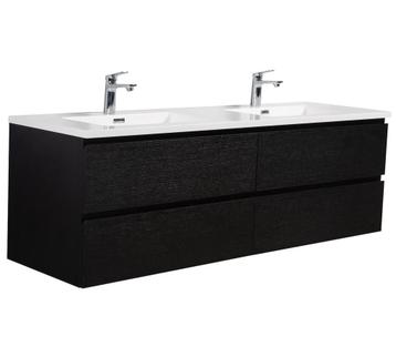 Badkamermeubel Set Angela 160 cm Zwart Houtnerf beschikbaar voor biedingen