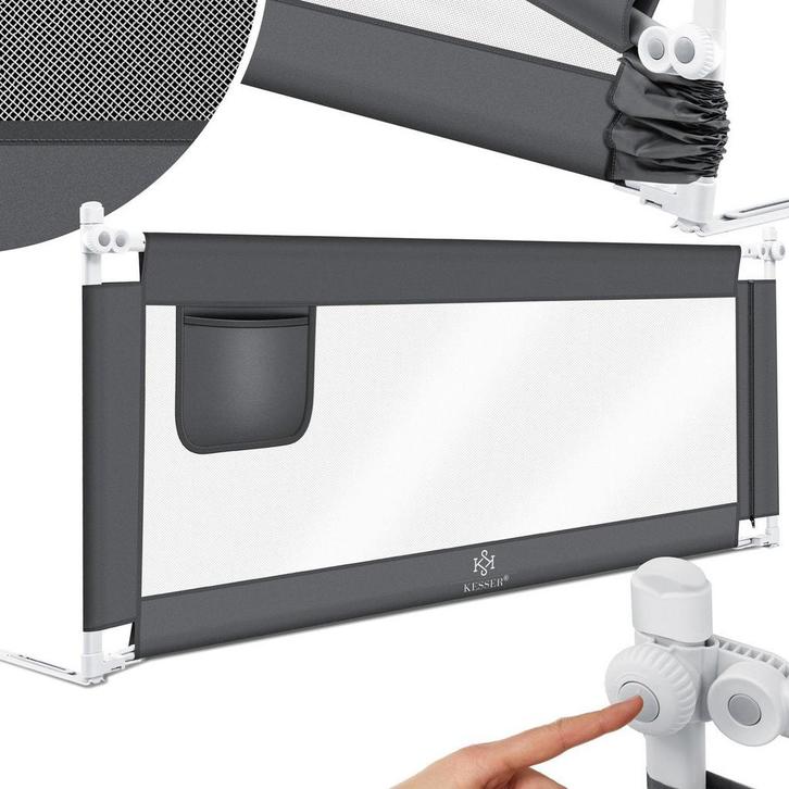 Bedhekje - 200 cm - Bedrand - Bedrail - Bedrek - Donkergrijs, Huis en Inrichting, Woonaccessoires | Overige, Nieuw, Verzenden