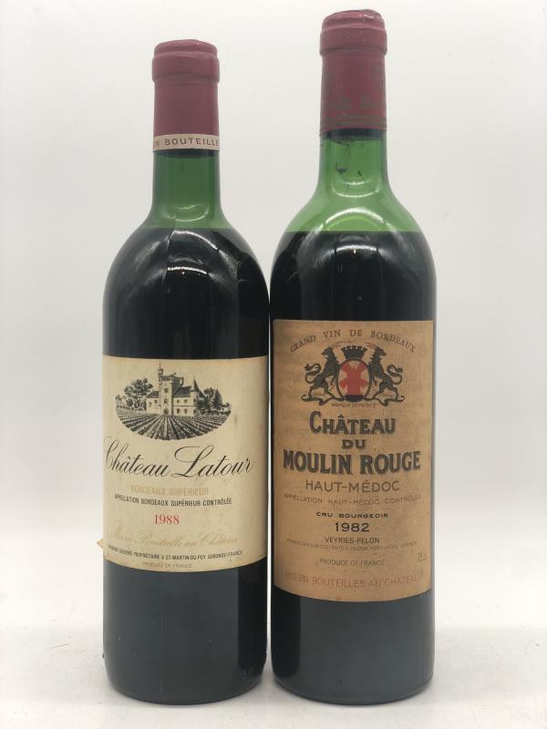 Mixed lot of 2 x 75cl red Bordeaux from 80s (rood), Verzamelen, Wijnen, Frankrijk, Rode wijn, Nieuw, Ophalen of Verzenden