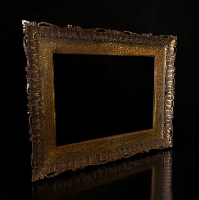 Lijst - Museaal - Ingegraveerd met voluut - Hout - Gips, Antiquités & Art, Antiquités | Autres Antiquités