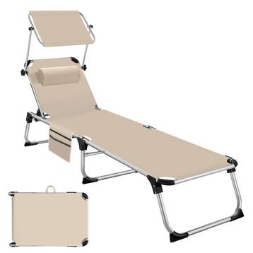 tectake Ligbed Aurelie van aluminium, 6 niveaus - beige, Verzenden