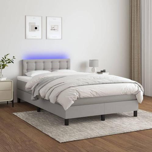 vidaXL Boxspring met matras en LED stof lichtgrijs 120x200, Huis en Inrichting, Slaapkamer | Bedden, Nieuw, Verzenden