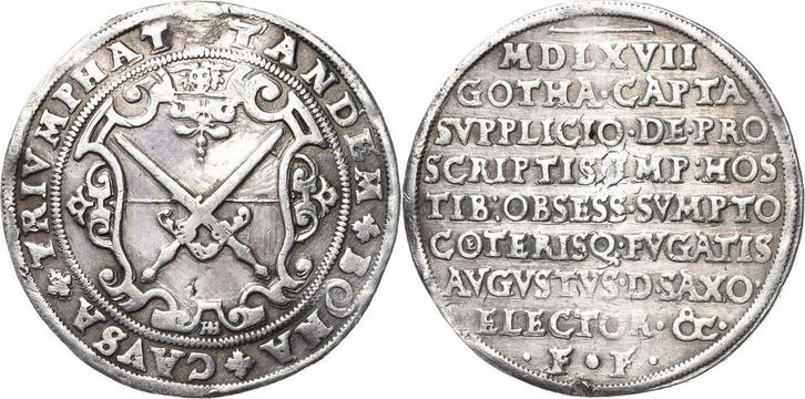 Taler, daalder 1567, Sachsen-kurlinie ab 1547 (albertiner..., Postzegels en Munten, Munten | Europa | Niet-Euromunten, België