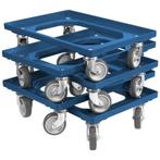 Dolly 60x40x15 Blauw met 4 rubberen zwenkwielen Nieuw Set, Zakelijke goederen, Ophalen of Verzenden