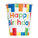 Lego Bekers Happy Birthday 266ml 8st, Hobby & Loisirs créatifs, Articles de fête, Verzenden