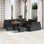 vidaXL Tuinbank Set met kussen met opslag 13 pcs Zwart Poly, Tuin en Terras, Verzenden, Nieuw