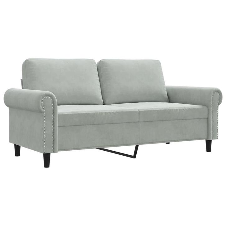Lichtgrijze Fluweel Bank 2-Zits 140cm | Tweede Kansje, Huis en Inrichting, Zetels | Zetels, 150 tot 200 cm, 75 tot 100 cm, Rechte bank