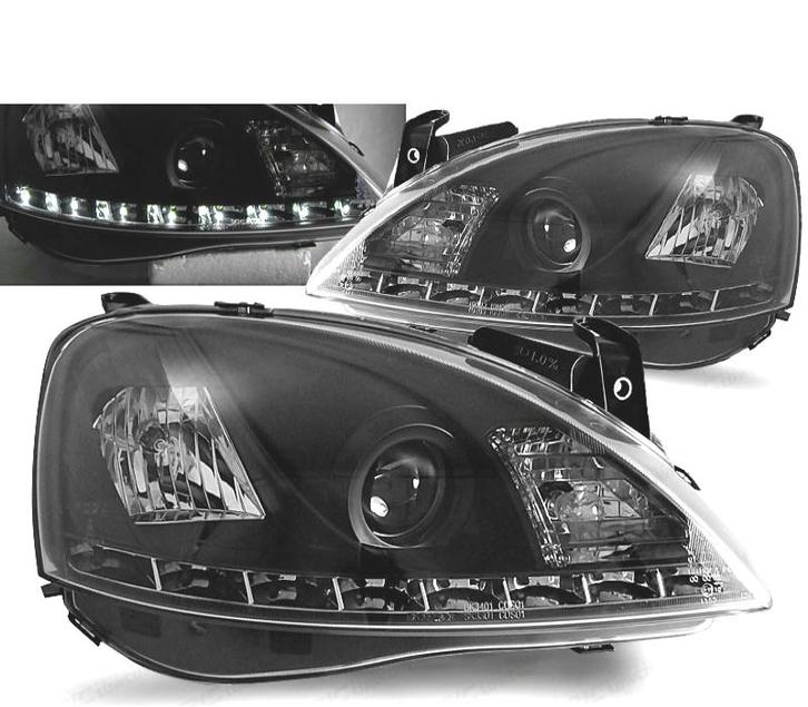 Phares Pour Opel Corsa C 00-06 Led Daylight Noir, Auto-onderdelen, Verlichting, Verzenden