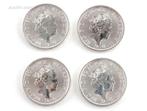 4 Zilveren 50 Pence Groot Brittannië (4x ¼ Ounce), Nieuw, Ophalen