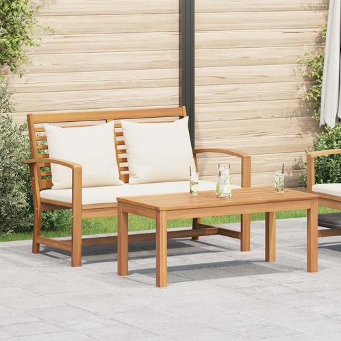 vidaXL Tuinbank Set 2 pcs Bruin Massief teakhout, Tuin en Terras, Tuinsets en Loungesets, Nieuw, Verzenden