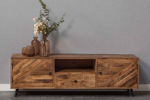 Tv-meubel Mangohout Fiona 200 cm, Huis en Inrichting, Kasten |Televisiemeubels, Nieuw, Verzenden