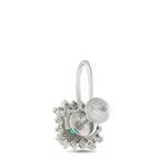Oorbellen Platina, Platina 0,16ct Diamanten en Smaragd, Nieuw