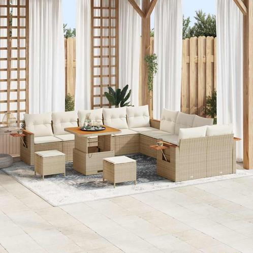 vidaXL Tuinbank Set met kussen met opslag 13 pcs Beige Poly, Tuin en Terras, Tuinsets en Loungesets, Nieuw, Verzenden