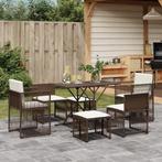 vidaXL 7-delige Tuinset met kussens poly rattan bruin, Tuin en Terras, Verzenden, Nieuw, Tuinset